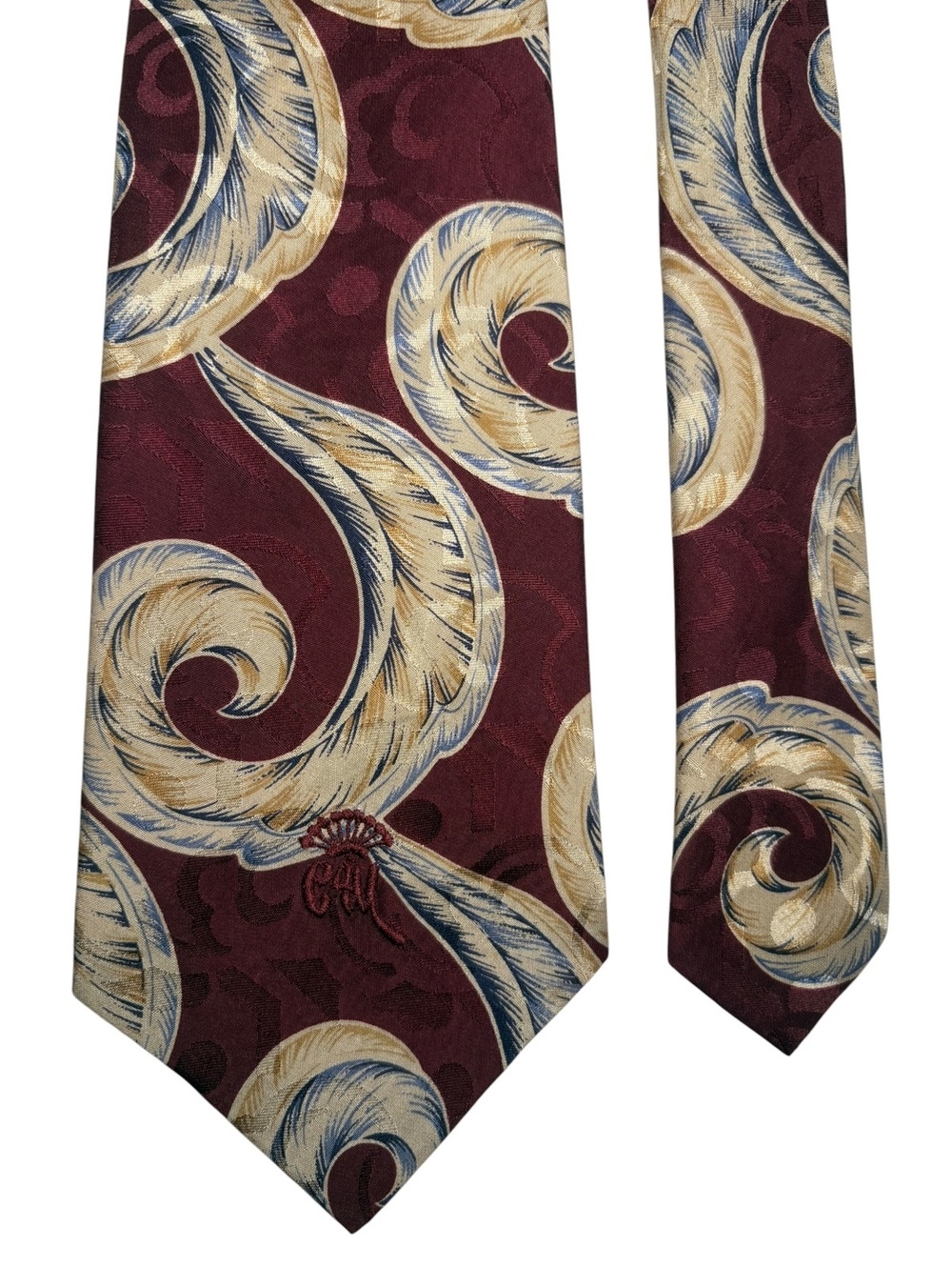Countess Mara Silk Red Cream Blue Big Paisley Logo Men's Designer Tie